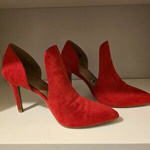 Red booties pumps